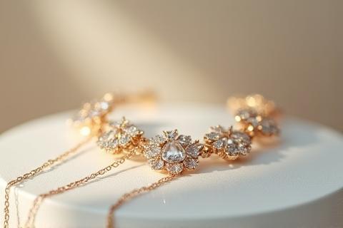 Jewelry product photography of a necklace
