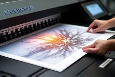 Fine art printing in progress on a large format printer