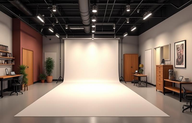 Wide shot giving an overview of the Lens & Light Studio space